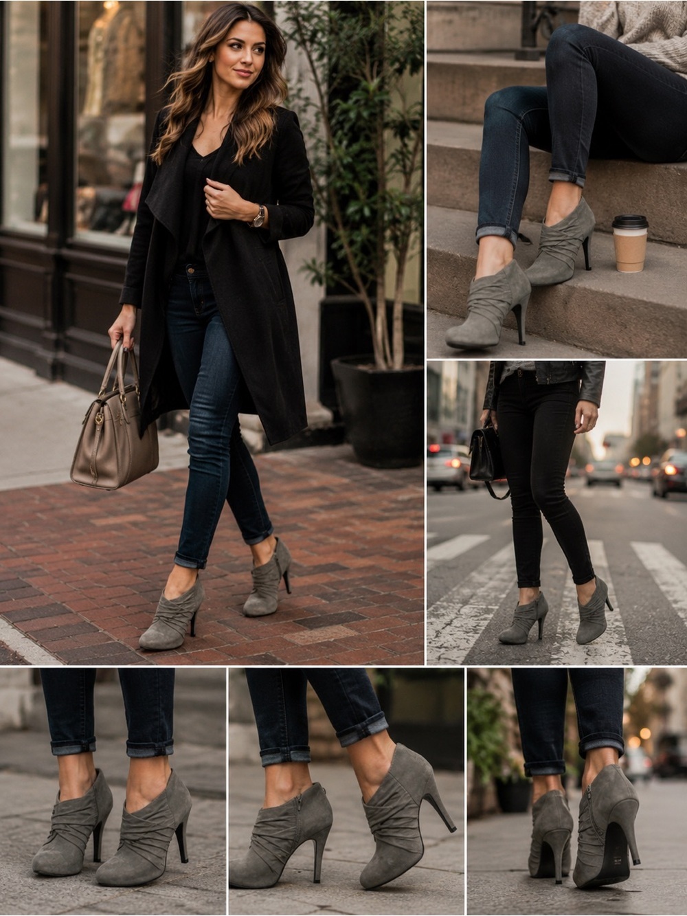 Guess Gray Suede Ankle Booties | Ruched Heel Boots | Size 7